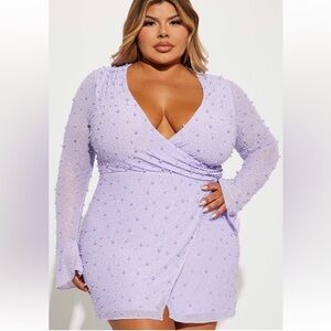 Lavender beaded wrap dress